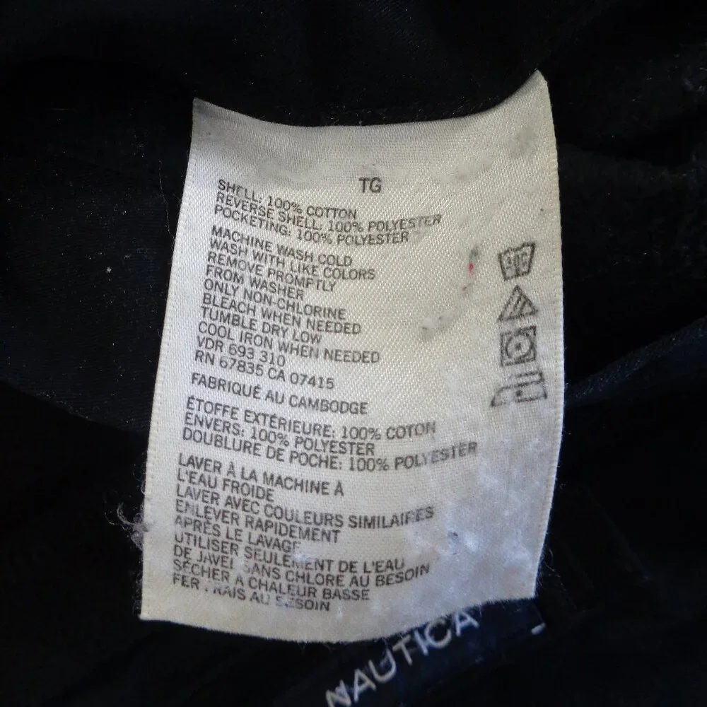 Nautica Men’s Full Zip Reversible Mock neck Jacket Fleece Cotton Black‎ Size XL